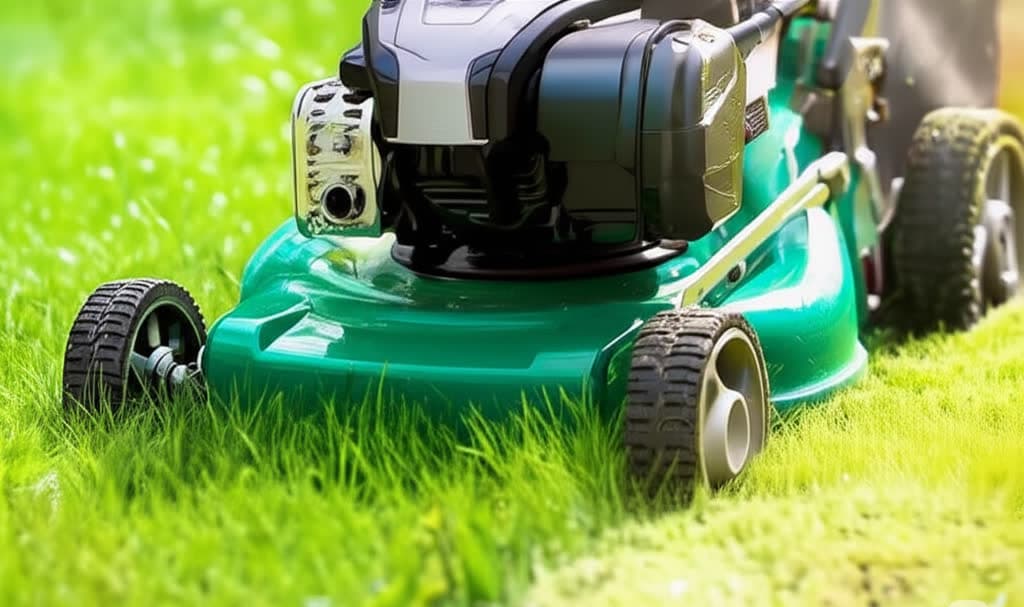 Lawn Mower Mowing a Lawn